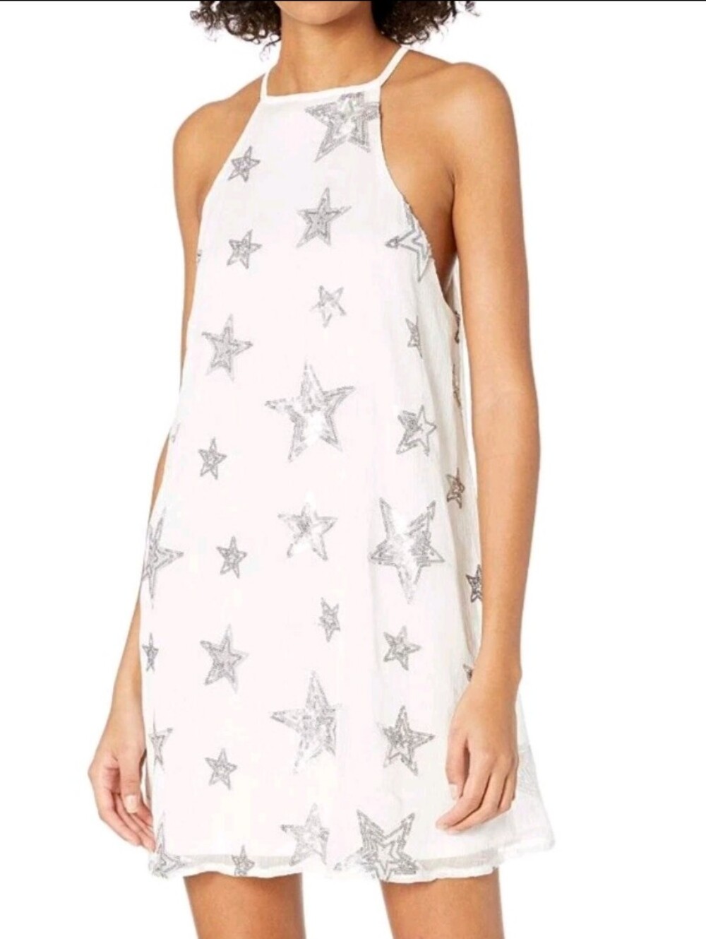 Show me Your Mumu Gomez Mini Dress White Silver Stars